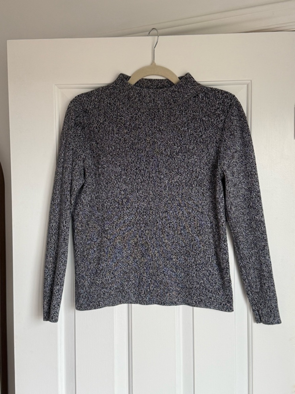 Karen Scott Marled Black & White Mock Neck Sweater